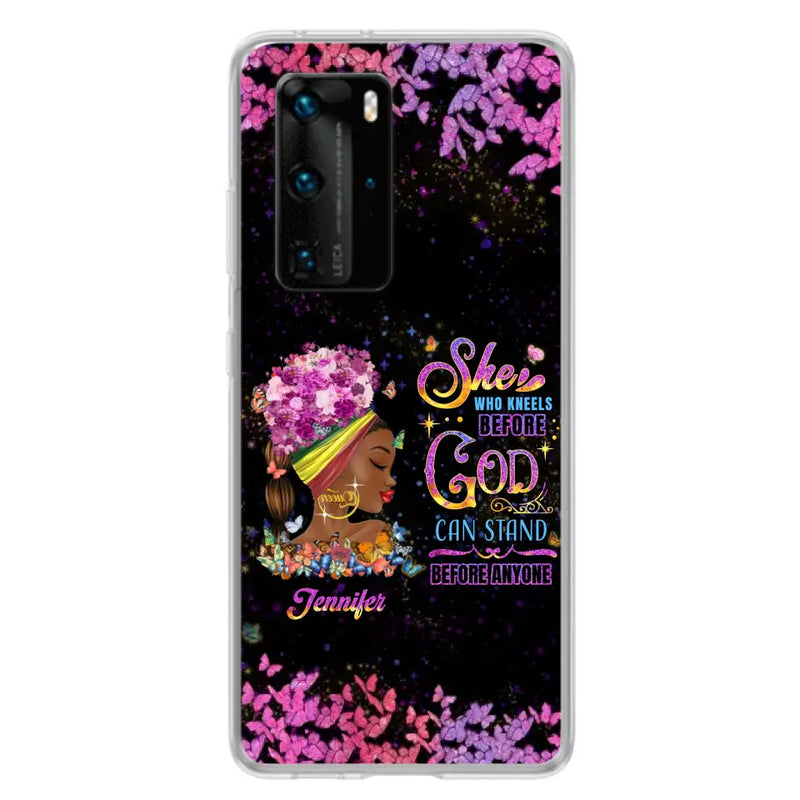 Custom Personalized Black Girl Phone Case - Gift Idea for Birthday/Friends - She Who Kneels Before God Can Stand Before Anyone - Case For Oppo/Xiaomi/Huawei