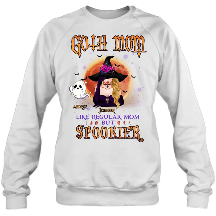 Personalized Goth Mom Shirt/Hoodie - Up to 5 Children - Halloween Gift Idea for Mom - Goth Mom Like Regular Mom But Spookier