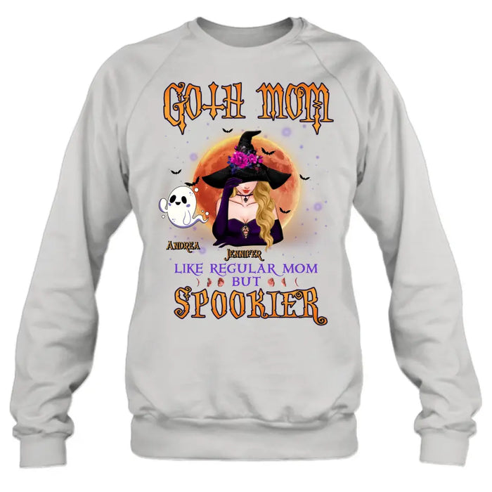Personalized Goth Mom Shirt/Hoodie - Up to 5 Children - Halloween Gift Idea for Mom - Goth Mom Like Regular Mom But Spookier