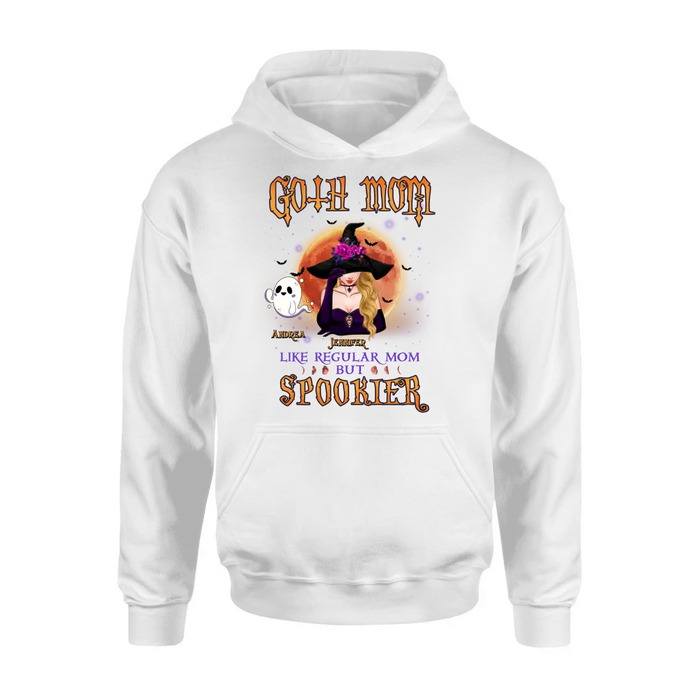 Personalized Goth Mom Shirt/Hoodie - Up to 5 Children - Halloween Gift Idea for Mom - Goth Mom Like Regular Mom But Spookier