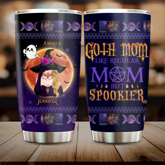 Personalized Goth Mom Tumbler - Up to 5 Children - Halloween Gift Idea for Mom - Goth Mom Like Regular Mom But Spookier