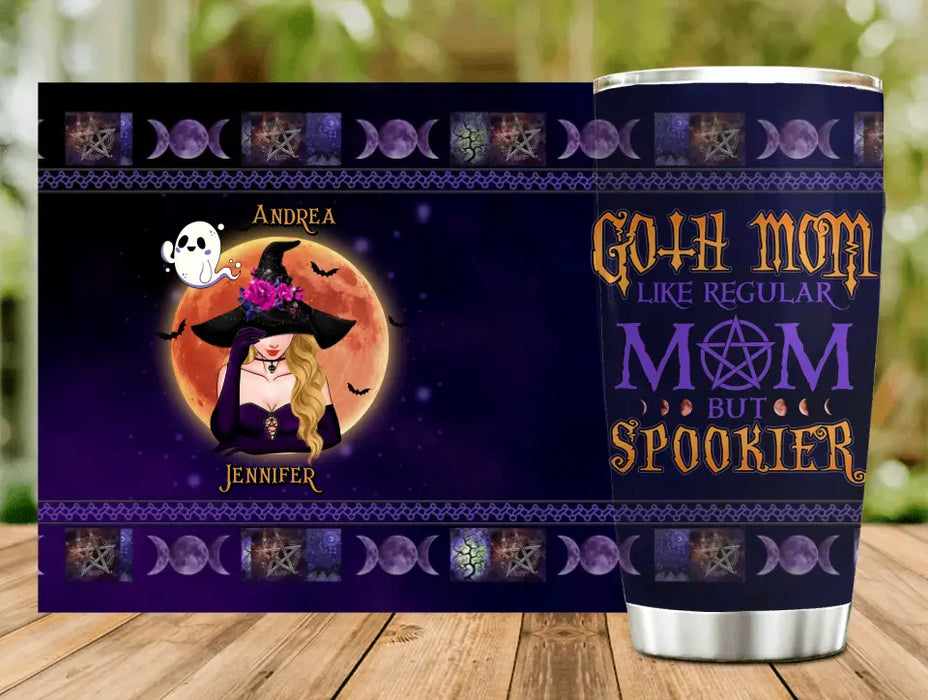 Personalized Goth Mom Tumbler - Up to 5 Children - Halloween Gift Idea for Mom - Goth Mom Like Regular Mom But Spookier