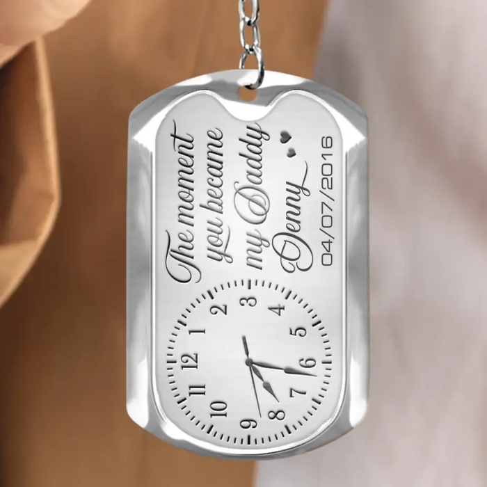 Personalized Daddy Photo Aluminum Keychain - Father's Day Gift Idea - The Moment You Became My Daddy