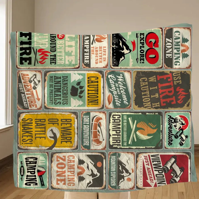 Camping Fleece Throw Blanket/Quilt - Gift Idea For Family/ Camping Lover - Camping Zone