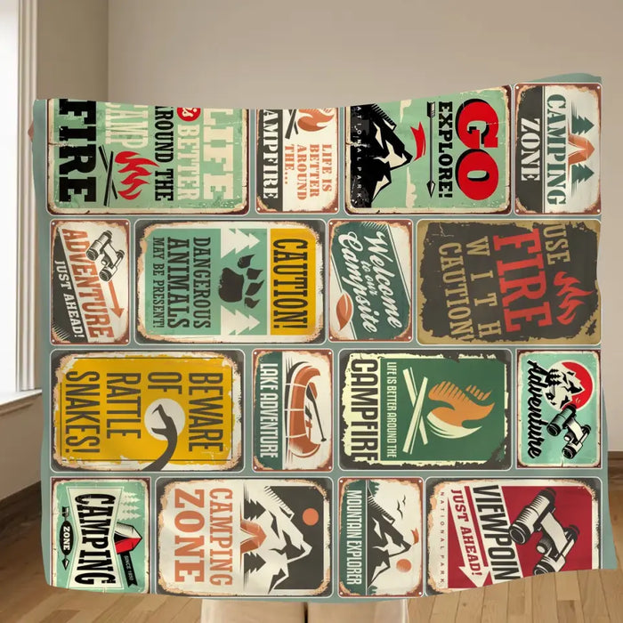 Camping Fleece Throw Blanket/Quilt - Gift Idea For Family/ Camping Lover - Camping Zone