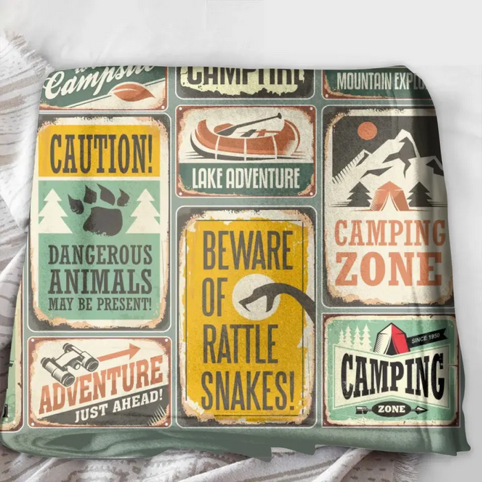 Camping Fleece Throw Blanket/Quilt - Gift Idea For Family/ Camping Lover - Camping Zone