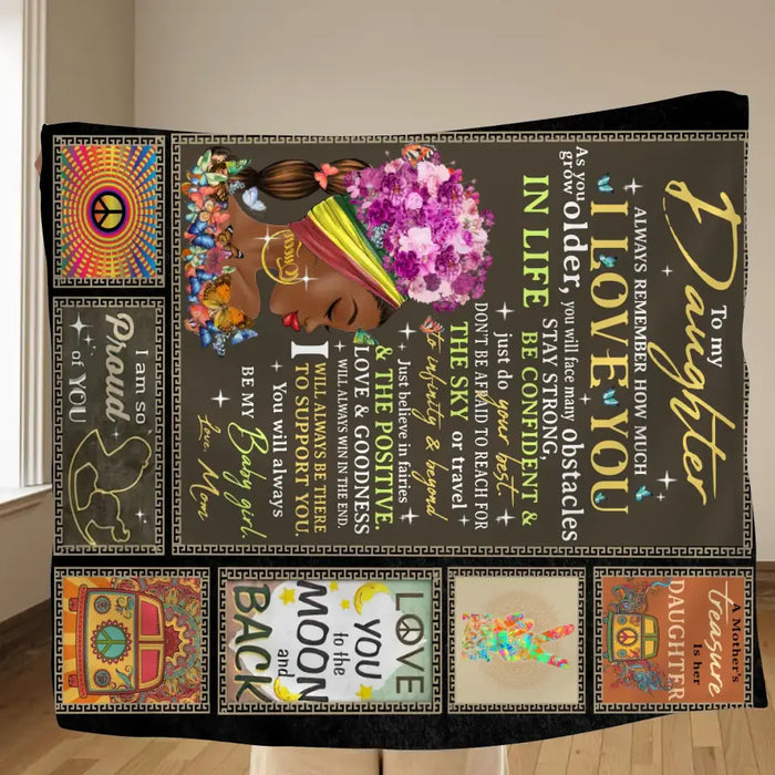 Personalized Hippie Girl Fleece Throw Blanket/Quilt - Gift Idea For Birthday/Daughter - To My Daughter Always Remember How Much I Love You