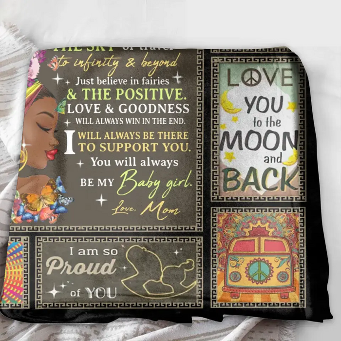 Personalized Hippie Girl Fleece Throw Blanket/Quilt - Gift Idea For Birthday/Daughter - To My Daughter Always Remember How Much I Love You