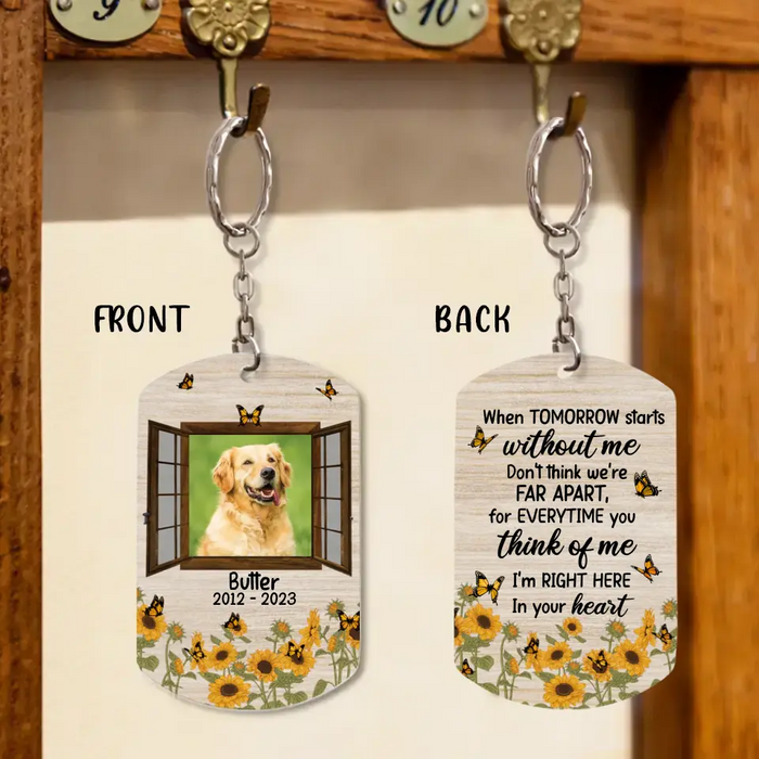 Personalized Photo Dog Aluminum Keychain - Upload Photo - Memorial Gift Idea For Dog Lovers - I'm Right Here In Your Heart