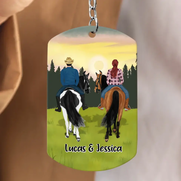 Personalized Couple Riding Horses Aluminum Keychain - Best Gift For Couple, Horse Lovers - Life Is A Beautiful Ride