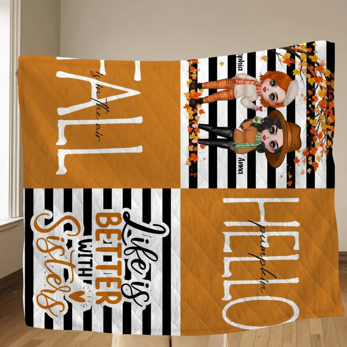 Personalized Bestie Fleece Throw Blanket/Quilt - Life Is Better With Sisters - Gift Idea For Besties/ Sisters