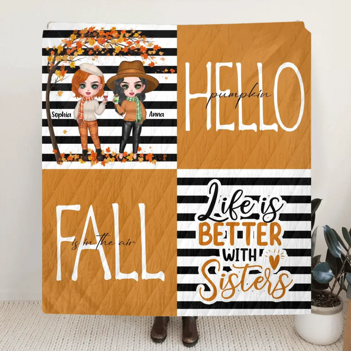 Personalized Bestie Fleece Throw Blanket/Quilt - Life Is Better With Sisters - Gift Idea For Besties/ Sisters