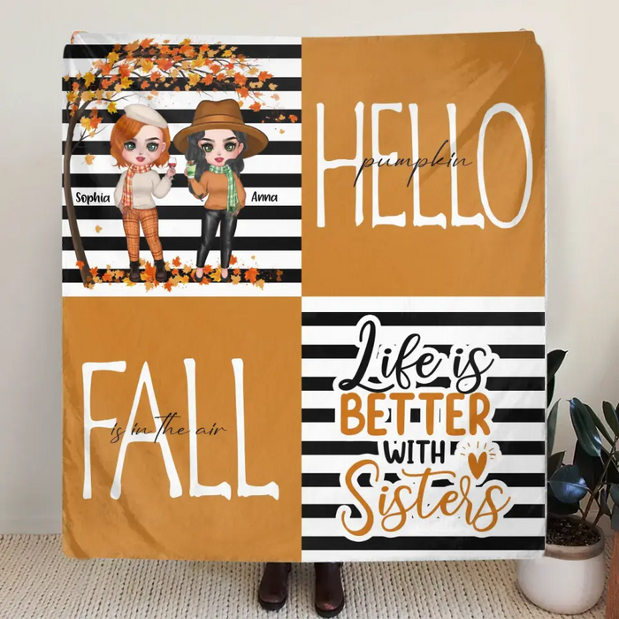 Personalized Bestie Fleece Throw Blanket/Quilt - Life Is Better With Sisters - Gift Idea For Besties/ Sisters