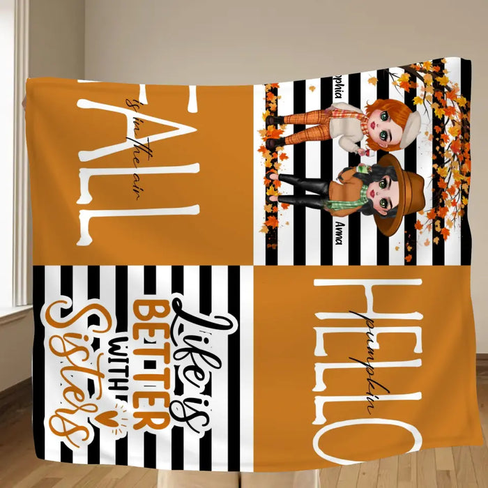Personalized Bestie Fleece Throw Blanket/Quilt - Life Is Better With Sisters - Gift Idea For Besties/ Sisters
