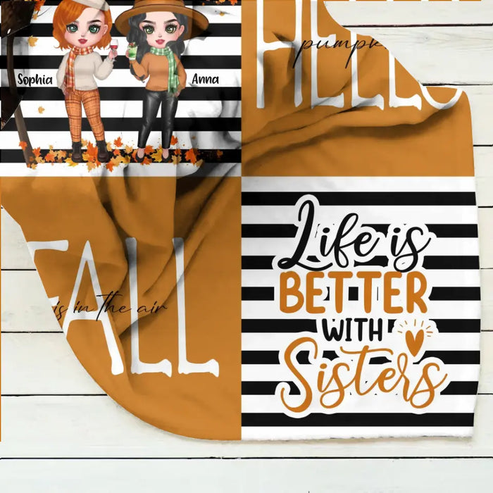 Personalized Bestie Fleece Throw Blanket/Quilt - Life Is Better With Sisters - Gift Idea For Besties/ Sisters