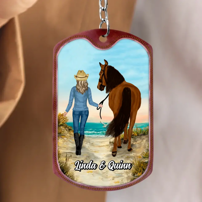 Personalized Horse Girl Aluminum Keychain - Up to 4 Horses - Gift Idea for Horse Lovers - Life Is Better With A Horse