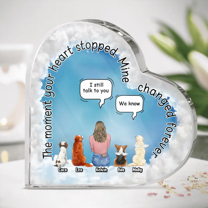 Personalized Pet Mom/Dad Crystal Heart - Up to 4 Pets - Gift Idea For Pets Lover - The Moment Your Heart Stopped Mine Changed Forever