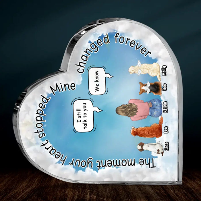 Personalized Pet Mom/Dad Crystal Heart - Up to 4 Pets - Gift Idea For Pets Lover - The Moment Your Heart Stopped Mine Changed Forever