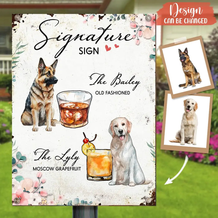 Personalized Wedding Metal Sign - Upload Up to 2 Pet's Photo - Wedding Gift Idea For Couple/Dog Lover -  Signature Drink Sign