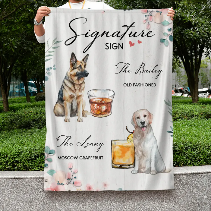 Personalized Wedding Flag Sign - Upload Up to 2 Pet's Photo - Wedding Gift Idea For Couple/Dog Lover - Signature Drink Sign