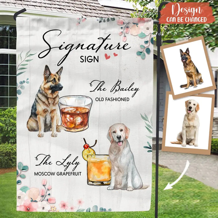Personalized Wedding Flag Sign - Upload Up to 2 Pet's Photo - Wedding Gift Idea For Couple/Dog Lover - Signature Drink Sign