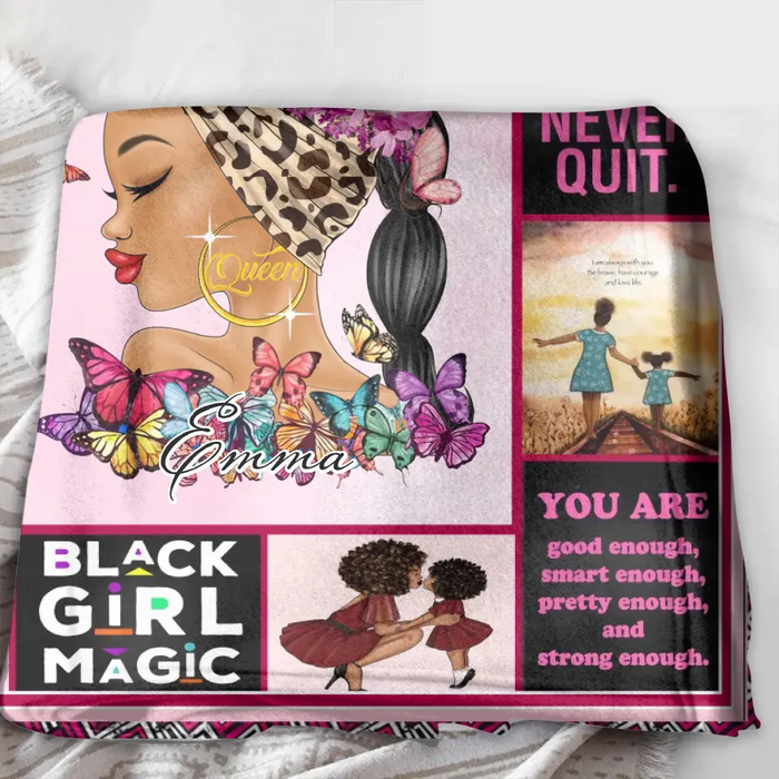 Personalized Black Woman Fleece Throw Blanket/Quilt - Gift Idea for Black Girl/Black Woman/Afro Black Girl - Child Of God