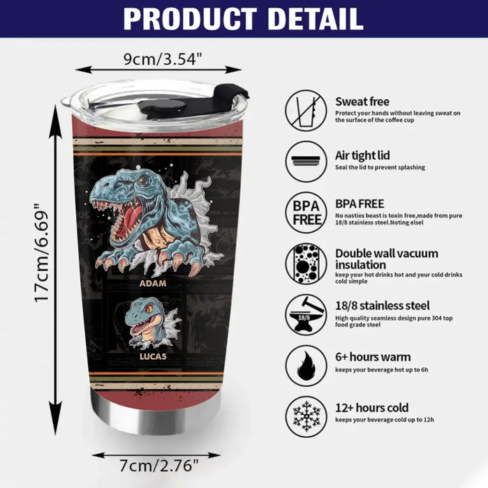Personalized Father Dinosaur Tumbler - Gift Idea For Dad/Father - Up to 5 Kids - Dadzilla Father Of The Monsters