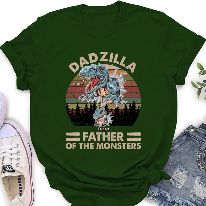 Personalized Father Dinosaur Shirt/Hoodie - Gift Idea For Dad/Father - Up to 5 Kids - Dadzilla Father Of The Monsters
