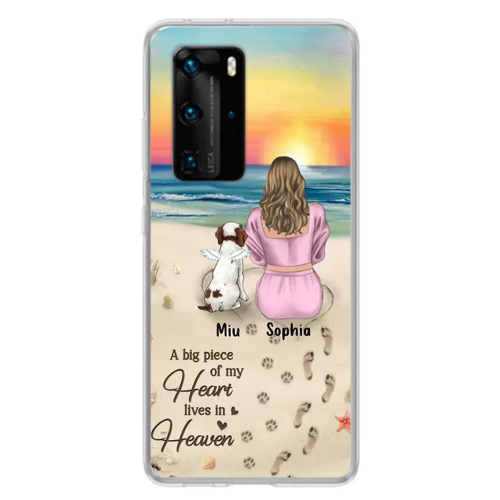 Personalized Memorial Dog Mom Phone Case - Up to 3 Dogs - Memorial Gift Idea for Dog Owners - A Big Piece Of My Heart Lives In Heaven - Case for Oppo/Xiaomi/Huawei