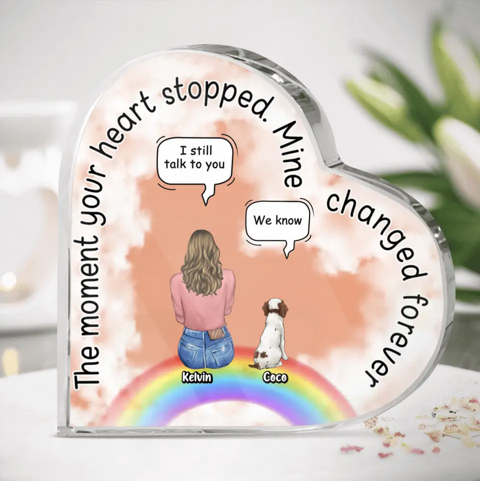 Personalized Pet Mom/Dad Crystal Heart - Up to 4 Pets - Gift Idea For Pets Lover - The Moment Your Heart Stopped Mine Changed Forever