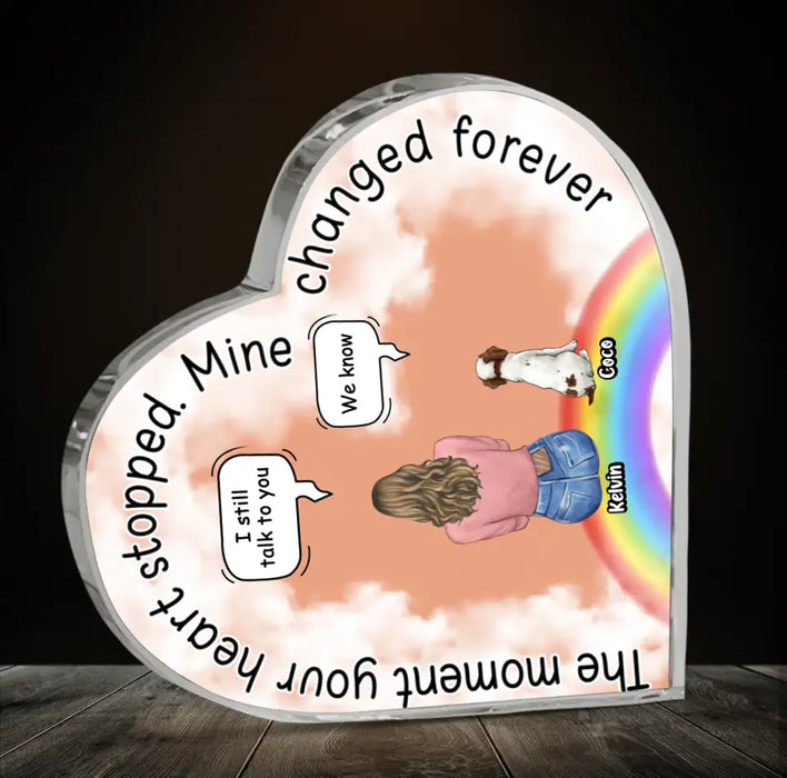Personalized Pet Mom/Dad Crystal Heart - Up to 4 Pets - Gift Idea For Pets Lover - The Moment Your Heart Stopped Mine Changed Forever
