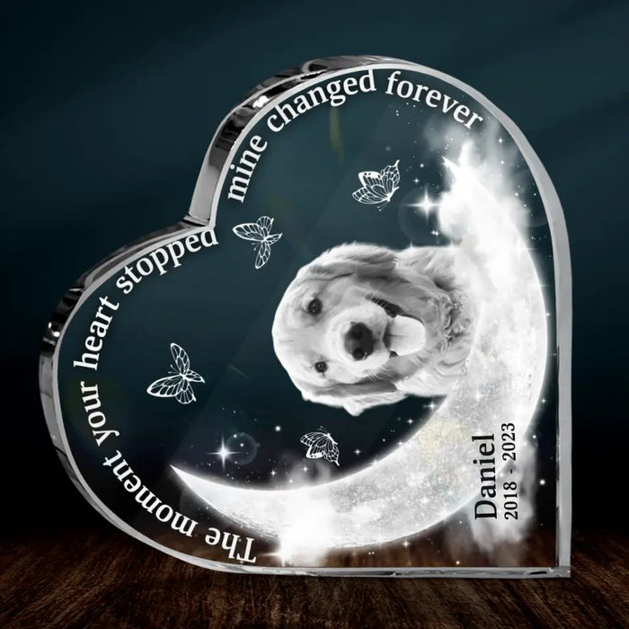 Personalized Memorial Pet Custom Photo Acrylic Plaque - Memorial Gift Idea For Pet Owners - The Moment Your Heart Stopped Mine Changed Forever