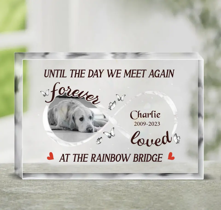 Personalized Memorial Acrylic Plaque - Upload Photo - Memorial Gift Idea For Dog Owners - Until The Day We Meet Again At The Rainbow Bridge