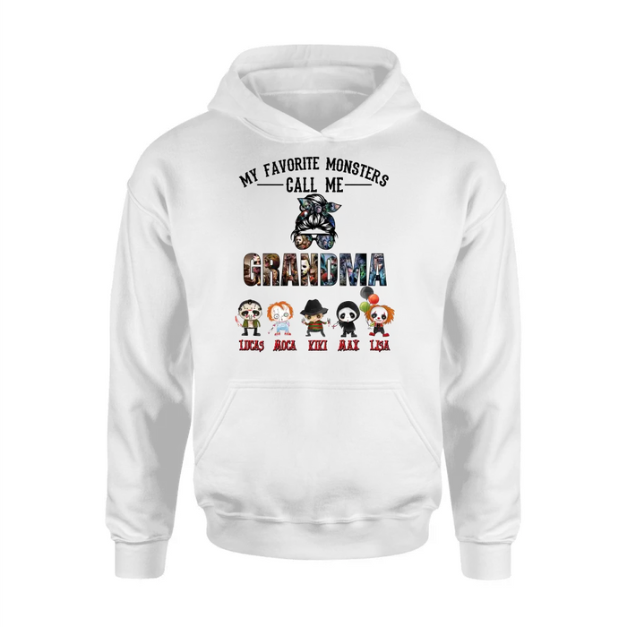 Personalized Halloween Shirt/Hoodie - Halloween Gift Idea for Halloween - Up to 5 Characters -  My Favorite Monsters Call Me Grandma