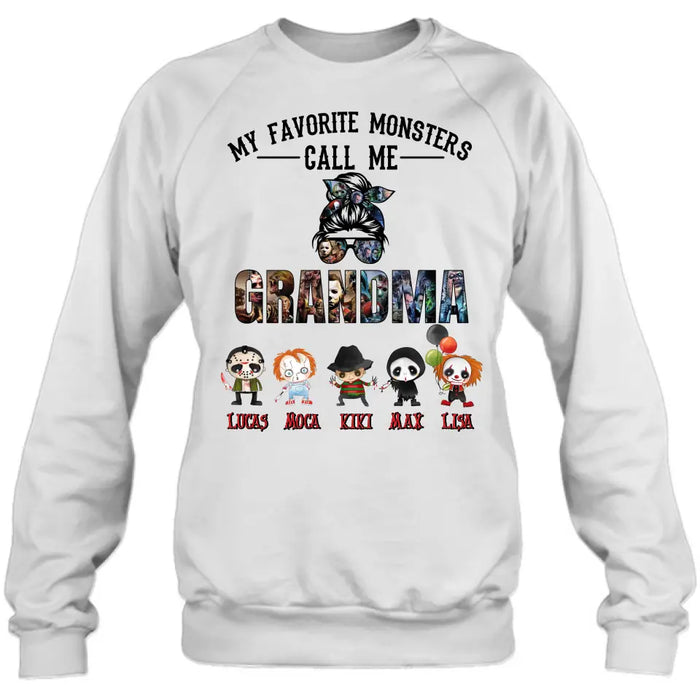 Personalized Halloween Shirt/Hoodie - Halloween Gift Idea for Halloween - Up to 5 Characters -  My Favorite Monsters Call Me Grandma