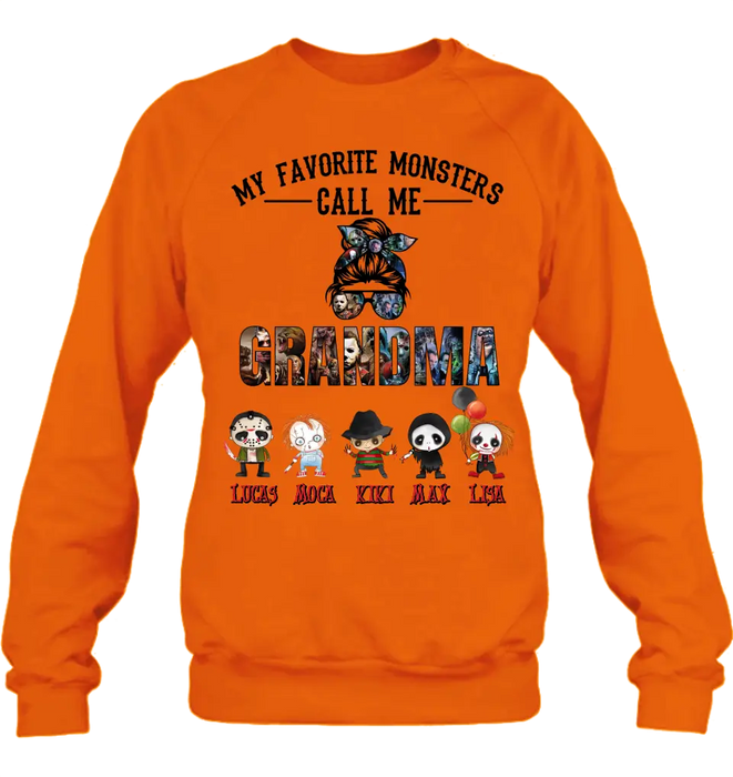 Personalized Halloween Shirt/Hoodie - Halloween Gift Idea for Halloween - Up to 5 Characters -  My Favorite Monsters Call Me Grandma