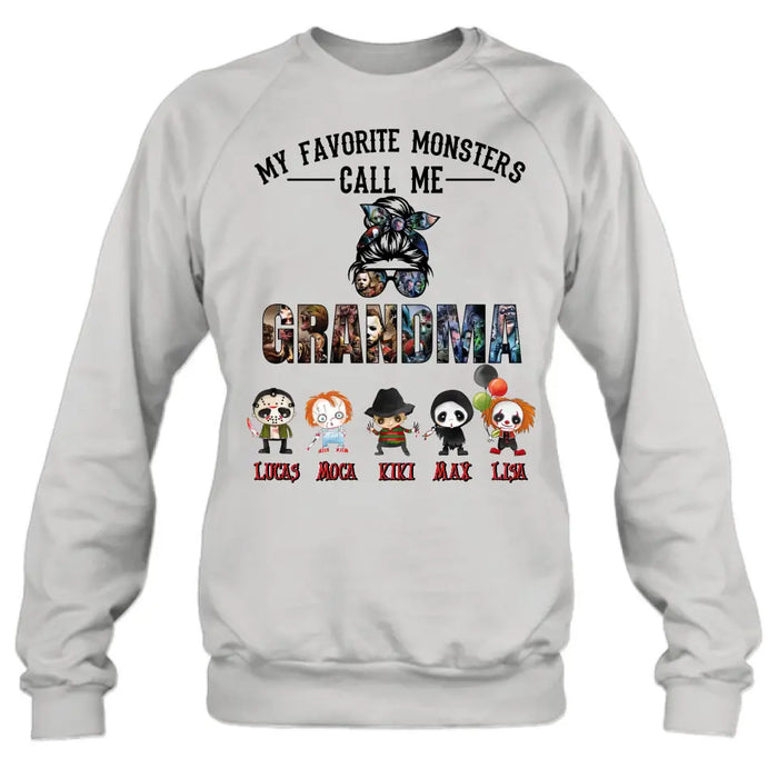 Personalized Halloween Shirt/Hoodie - Halloween Gift Idea for Halloween - Up to 5 Characters -  My Favorite Monsters Call Me Grandma