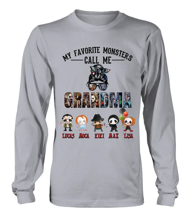 Personalized Halloween Shirt/Hoodie - Halloween Gift Idea for Halloween - Up to 5 Characters -  My Favorite Monsters Call Me Grandma