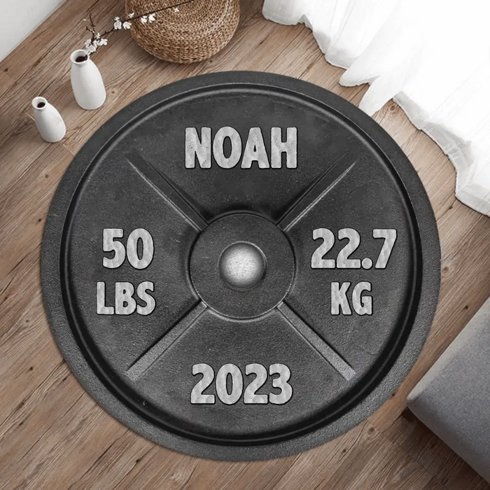 Personalized Weight Round Rug - Gift Idea for Fitness/Lifting Weight Lovers
