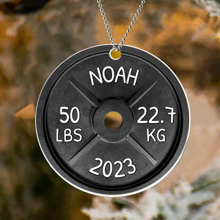 Personalized Weight Acrylic Ornament - Christmas Gift Idea for Fitness/Lifting Weight Lovers