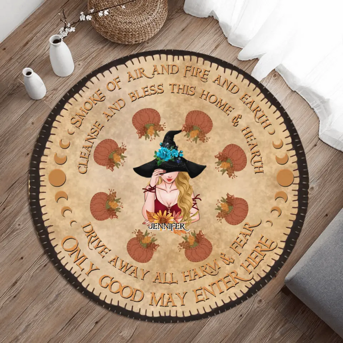Personalized Wicca Round Rug Autumn Vibe - Gift Idea For Autumn/Halloween/Wicca Decor/Pagan Decor - Smoke Of Air And Fire And Earth
