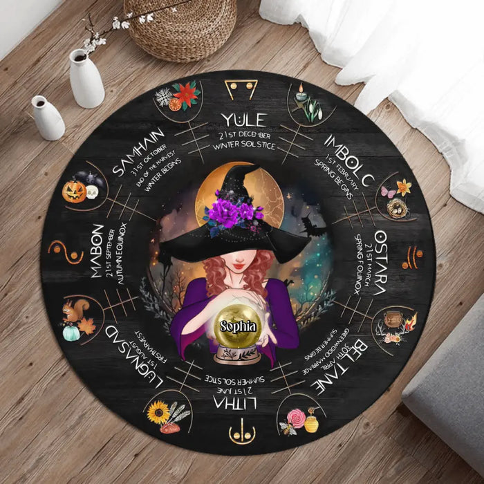 Personalized Witch Round Rug - Gift Idea For Halloween/Wicca Decor/Pagan Decor