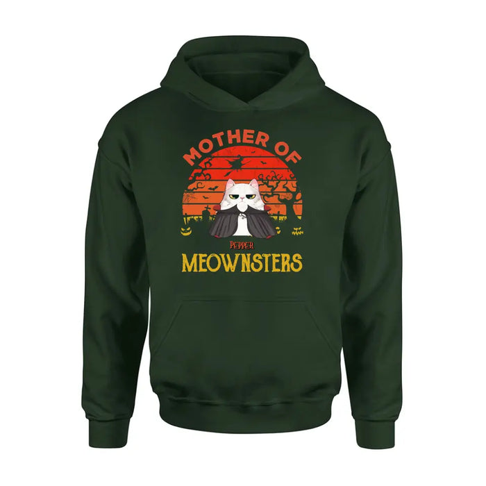 Personalized Halloween Cat T-shirt/Sweatshirt/Long Sleeve/Hoodie - Up to 4 Cats - Halloween Gift For Cat Lover - Mother Of Meownsters