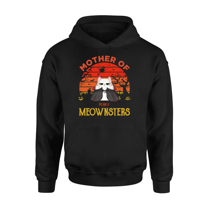 Personalized Halloween Cat T-shirt/Sweatshirt/Long Sleeve/Hoodie - Up to 4 Cats - Halloween Gift For Cat Lover - Mother Of Meownsters