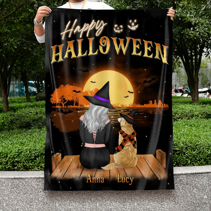 Personalized Dog Mom Flag - Up to 4 Dogs - Halloween Gift Idea for Dog Lovers - Happy Halloween