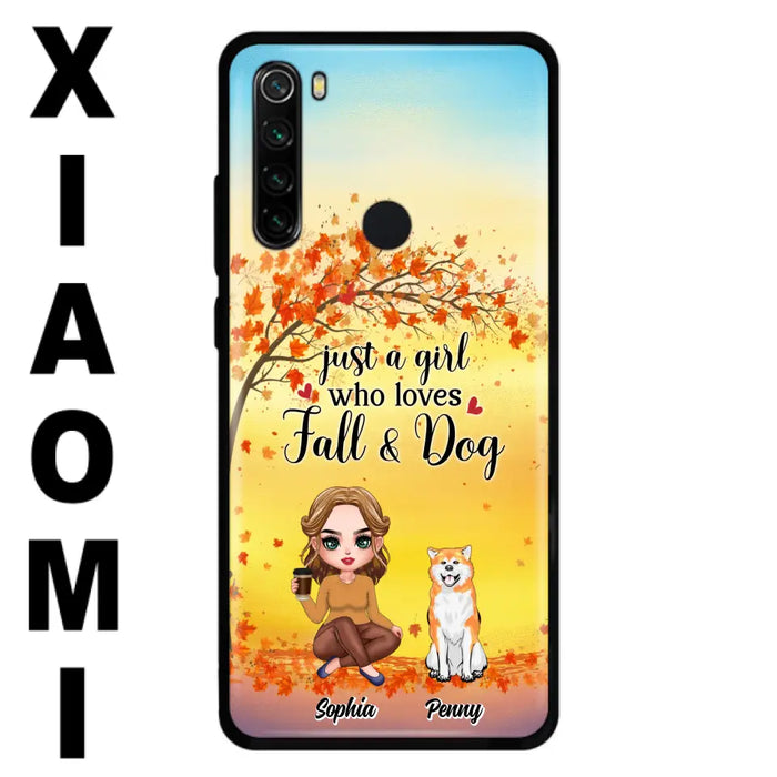 Personalized Dog Mom Phone Case - Gift Idea For Dog Lovers/Autumn Gift - Up to 4 Dogs - Just A Girl Who Loves Fall & Dogs - Case For Xiaomi/Oppo/Huawei