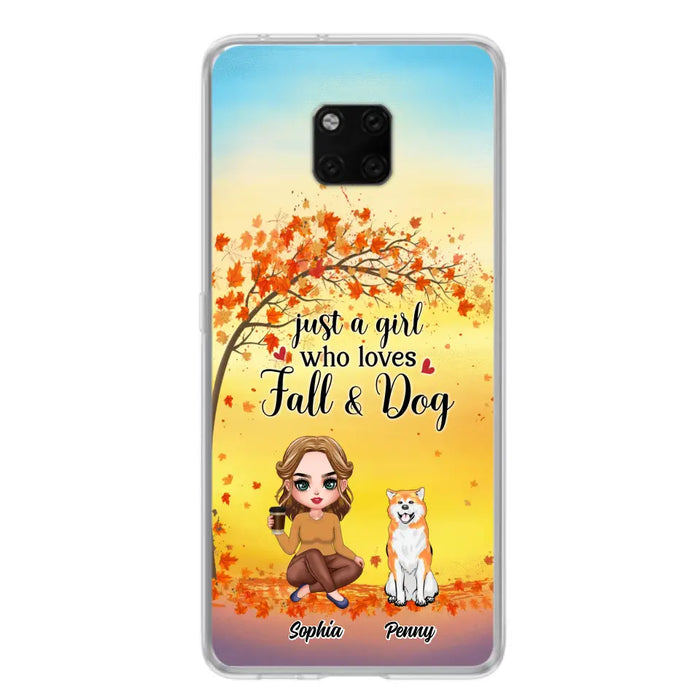 Personalized Dog Mom Phone Case - Gift Idea For Dog Lovers/Autumn Gift - Up to 4 Dogs - Just A Girl Who Loves Fall & Dogs - Case For Xiaomi/Oppo/Huawei
