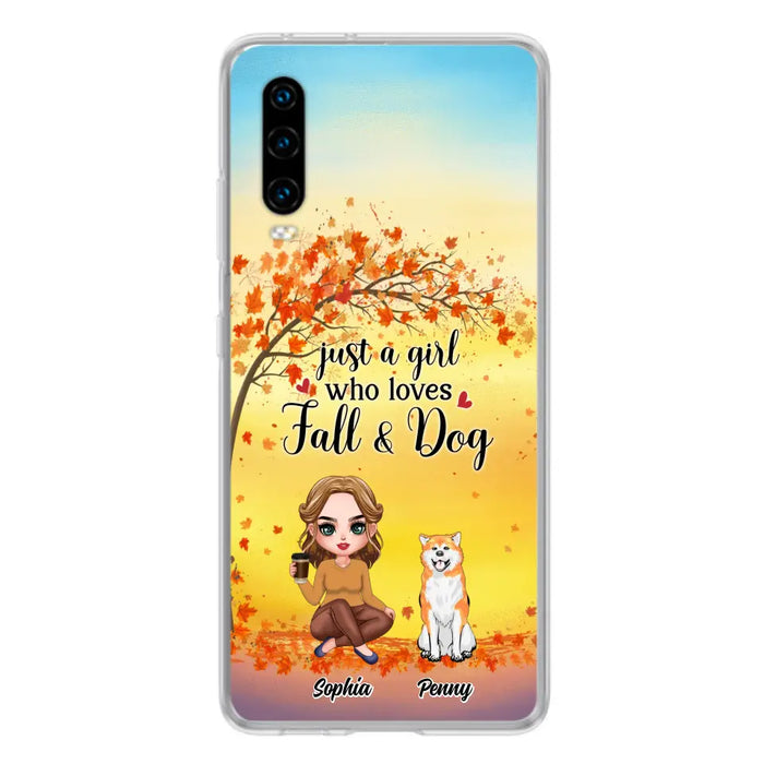 Personalized Dog Mom Phone Case - Gift Idea For Dog Lovers/Autumn Gift - Up to 4 Dogs - Just A Girl Who Loves Fall & Dogs - Case For Xiaomi/Oppo/Huawei