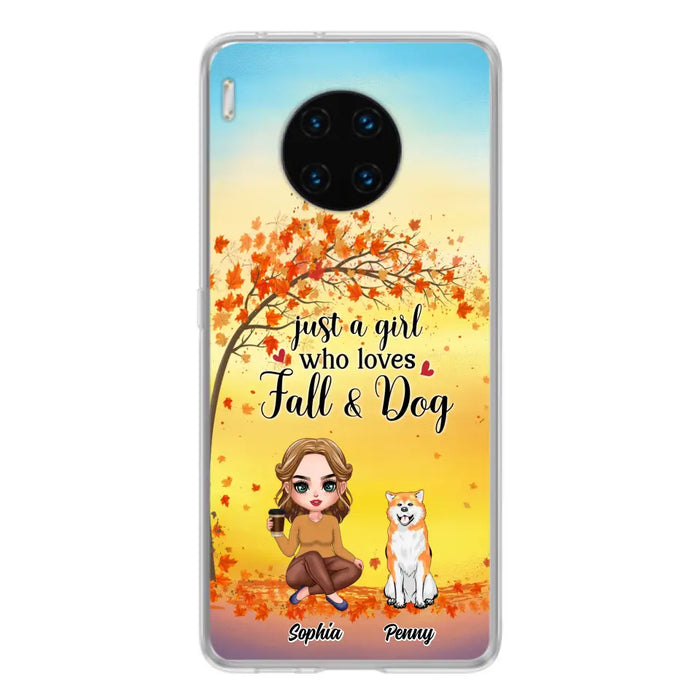 Personalized Dog Mom Phone Case - Gift Idea For Dog Lovers/Autumn Gift - Up to 4 Dogs - Just A Girl Who Loves Fall & Dogs - Case For Xiaomi/Oppo/Huawei
