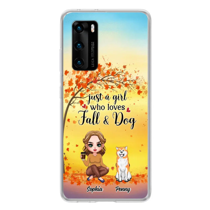 Personalized Dog Mom Phone Case - Gift Idea For Dog Lovers/Autumn Gift - Up to 4 Dogs - Just A Girl Who Loves Fall & Dogs - Case For Xiaomi/Oppo/Huawei